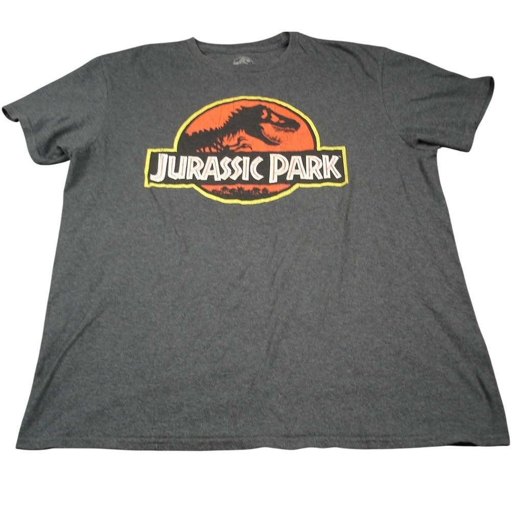 Jurassic World Mens Jurassic Park Graphic TShirt L Charcoal Heather Short Sleeve